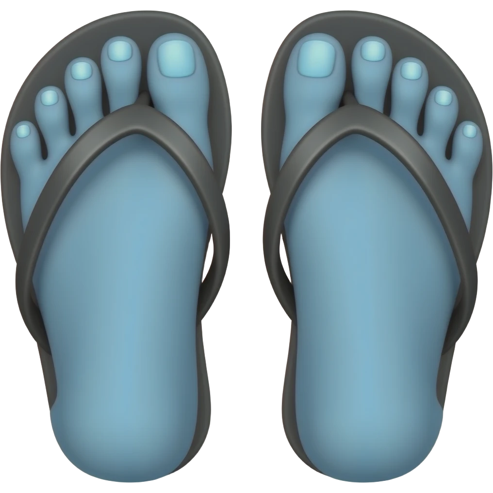 blue feet With Light blue nails in Black flip flops emoji