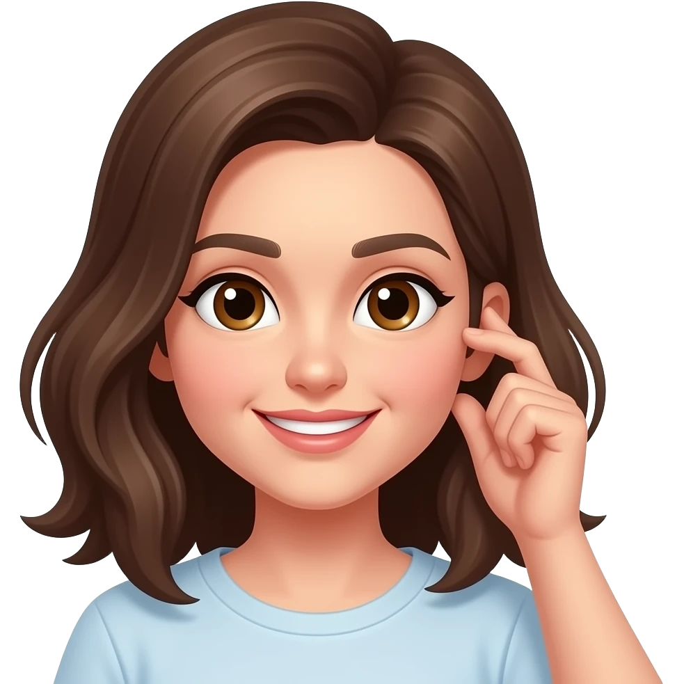 Tucking hair behind ear with a smirk (closed mouth) emoji