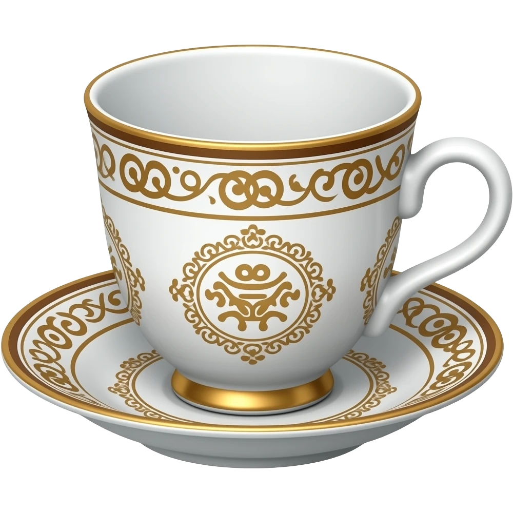 White  and brown chinoiserie teacup emoji
