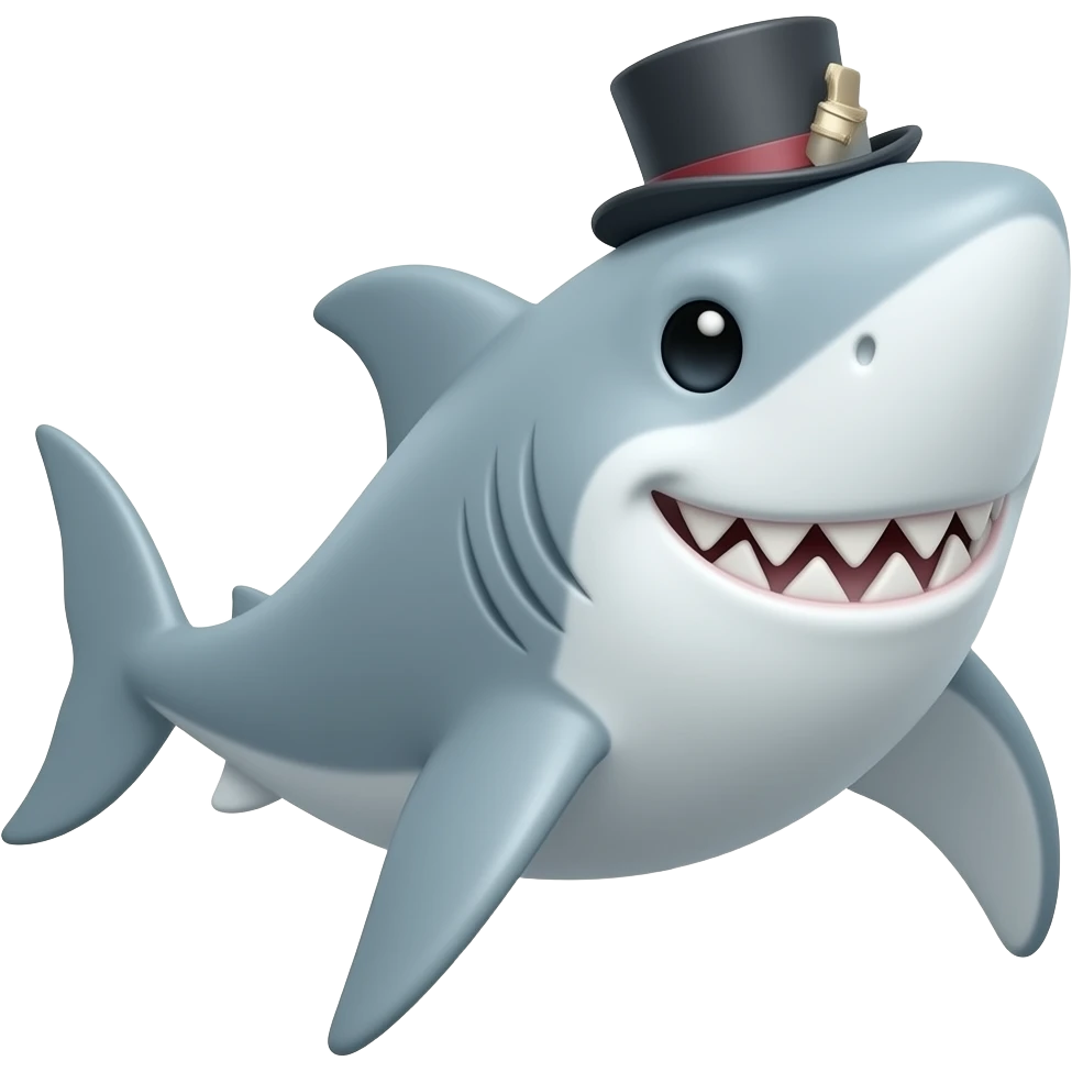 Shark with a top hat emoji
