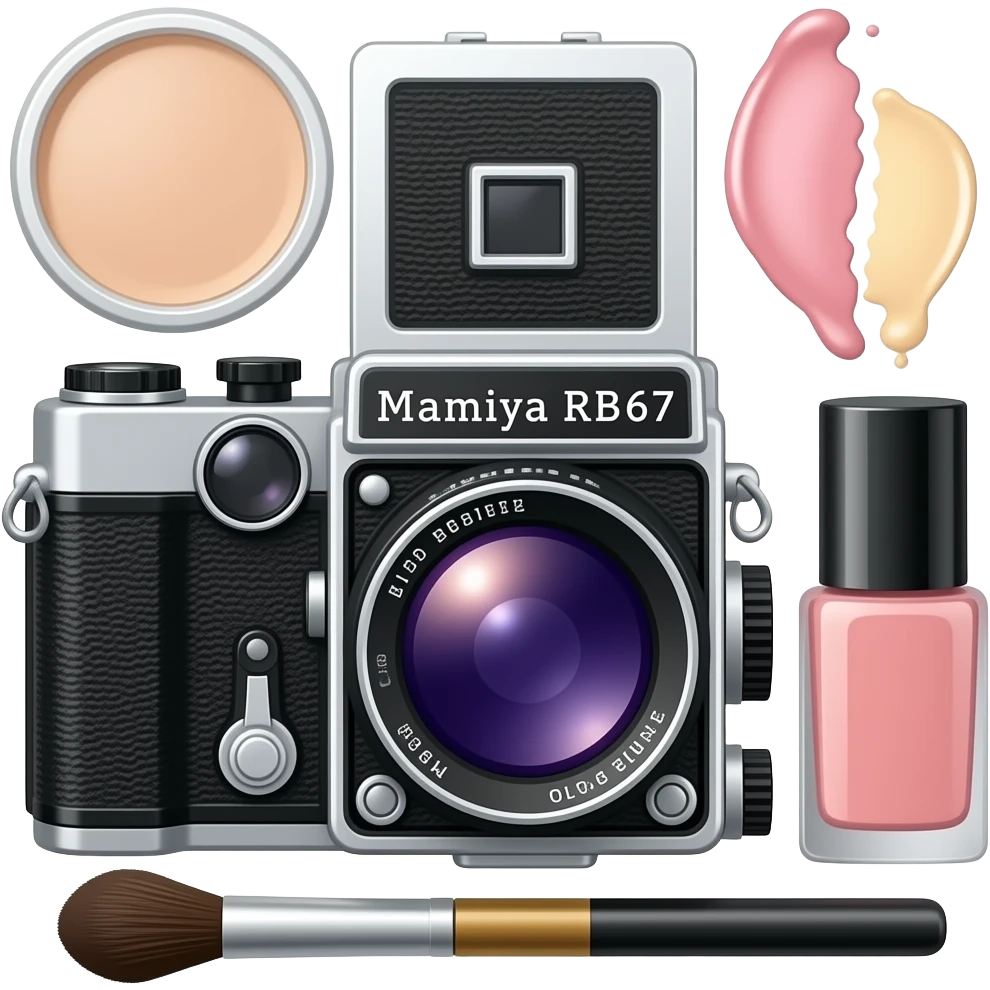 make-up set vintage with camera  Mamiya RB67 emoji