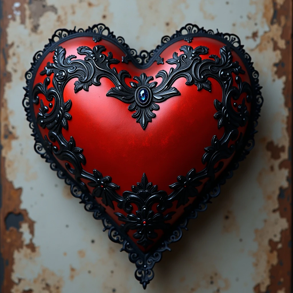 gothic heart with black lace emoji