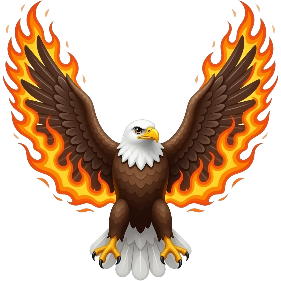 An eagle with fire raising his two wings up emoji