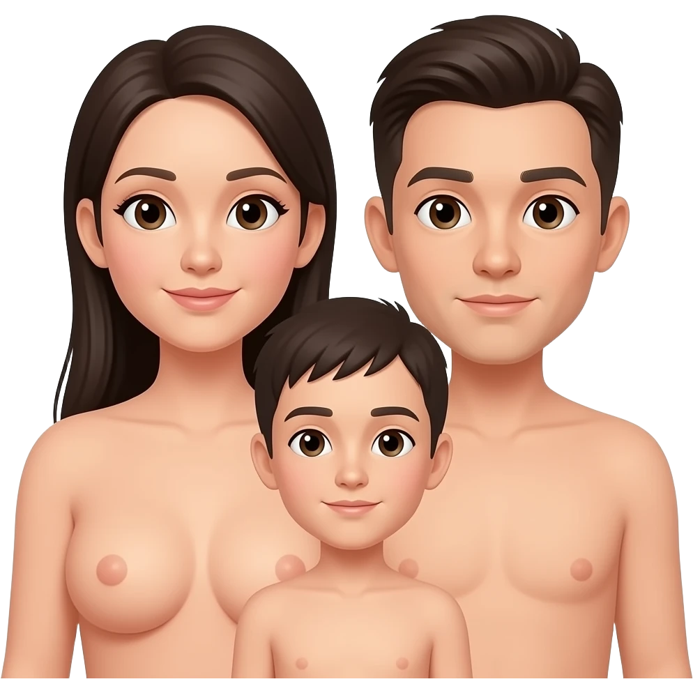 Nudista en familia sin ropa emoji