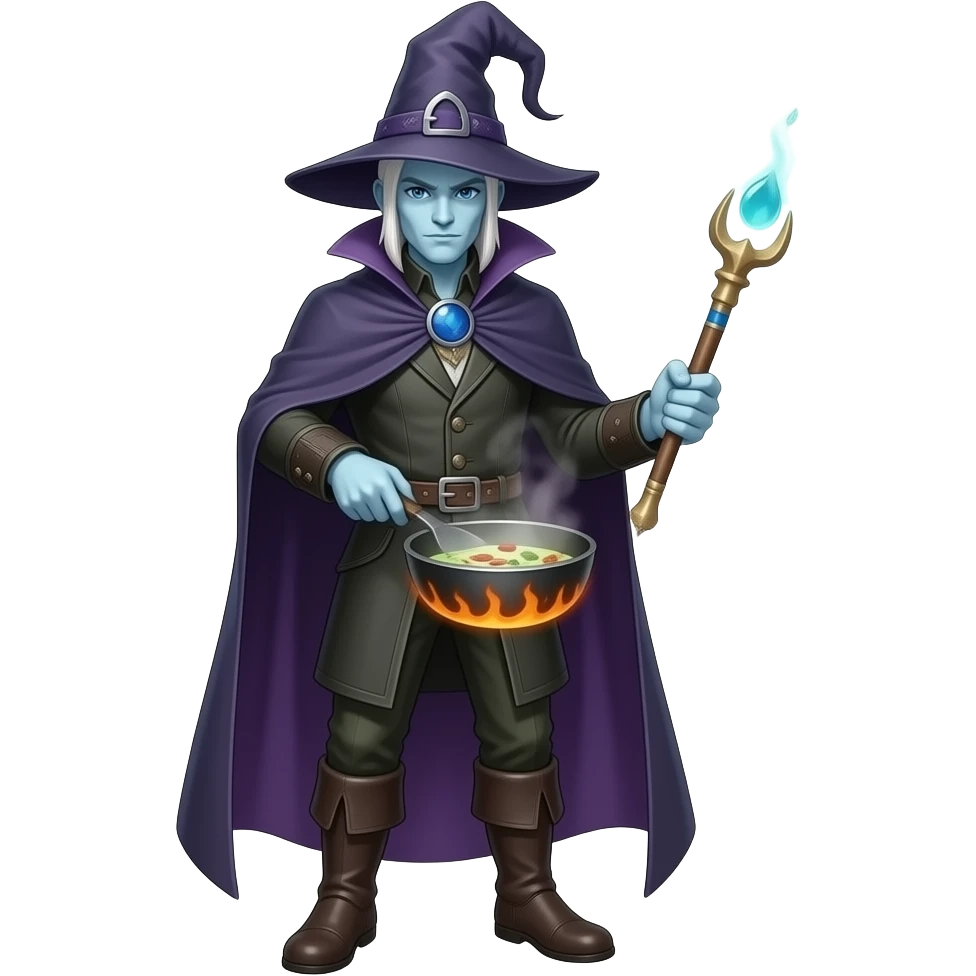 White man bewitched cooking emoji