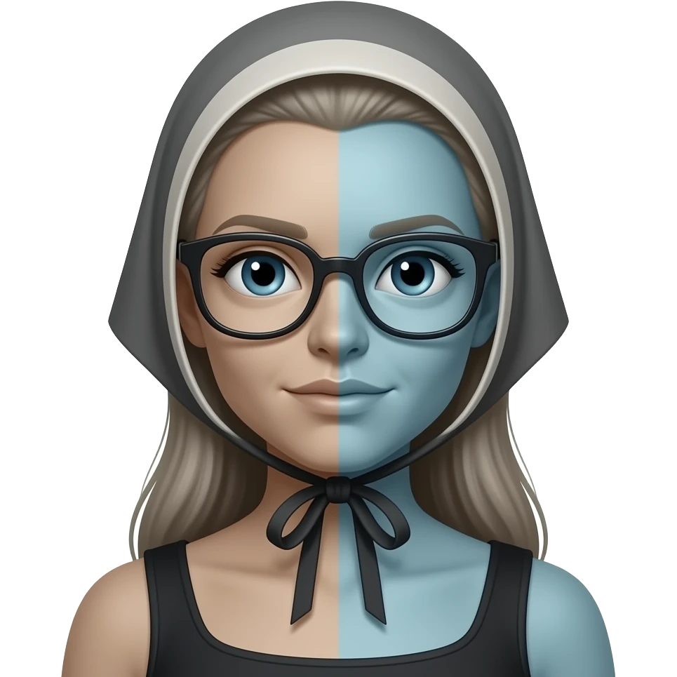 A half human half from woman With glasses and a bonnet on emoji