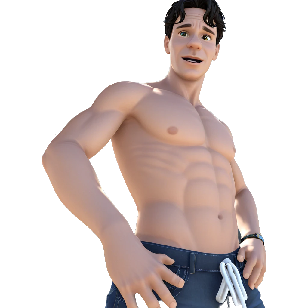 topless boy under blue sky emoji