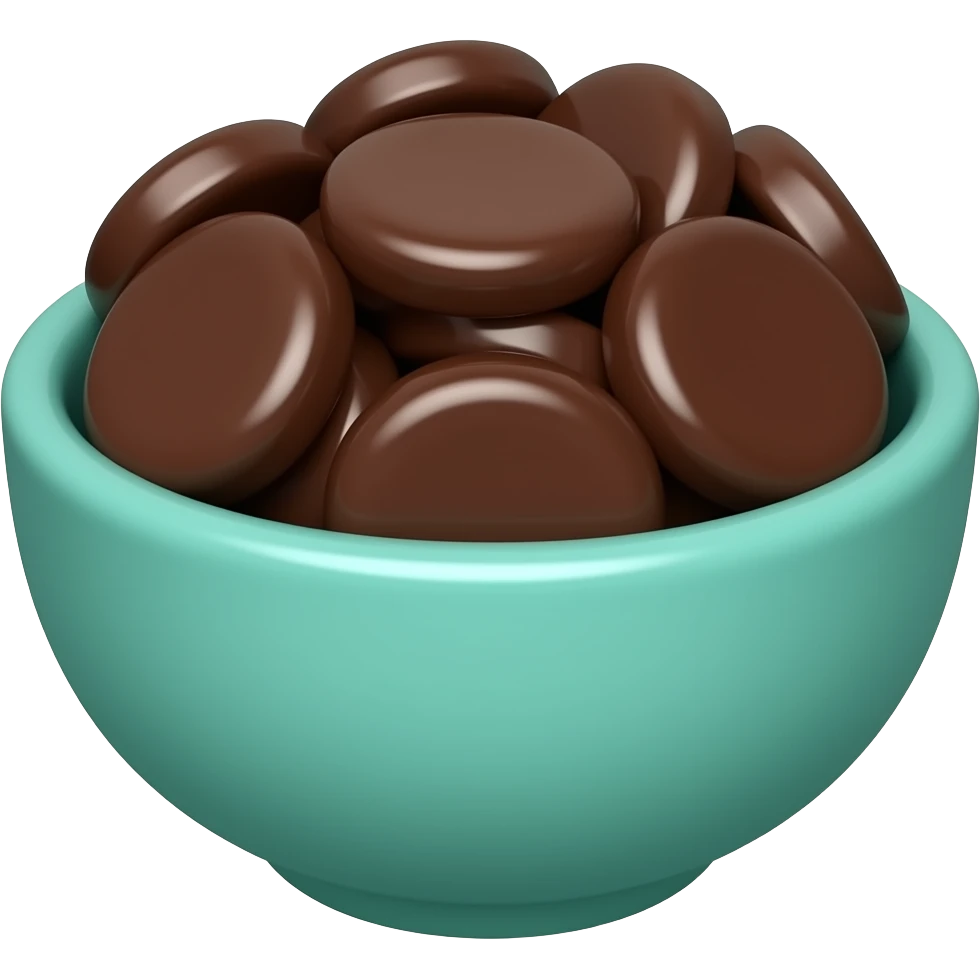 super realistic small teal bowl of chocolate circles emoji