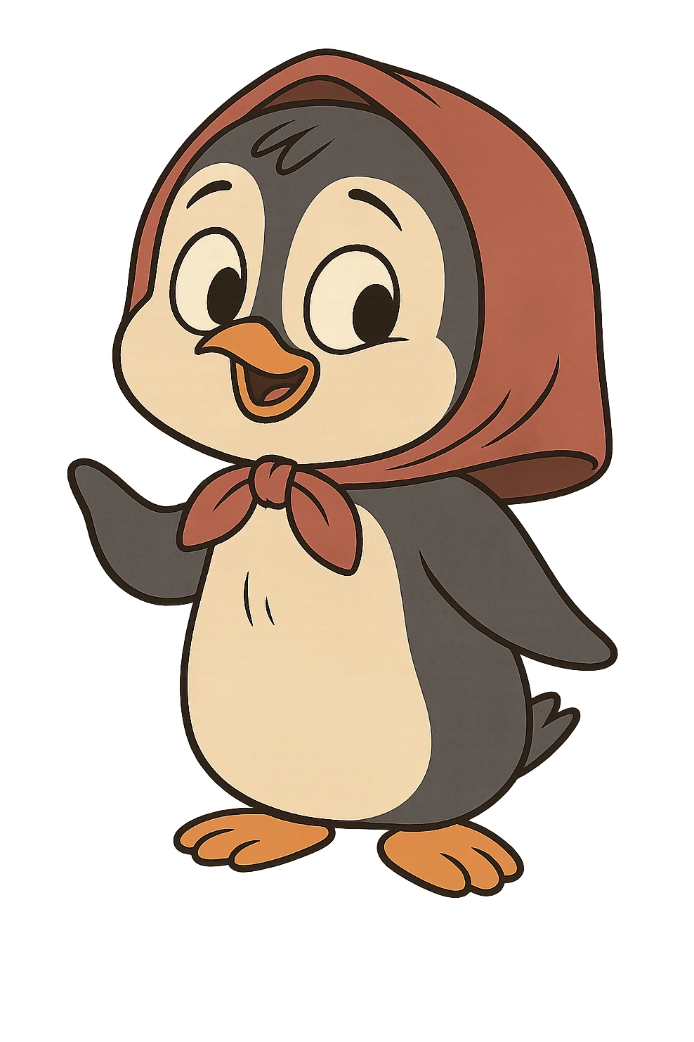 cute penguin character inspired by Masha and the Bear, cartoon style emoji