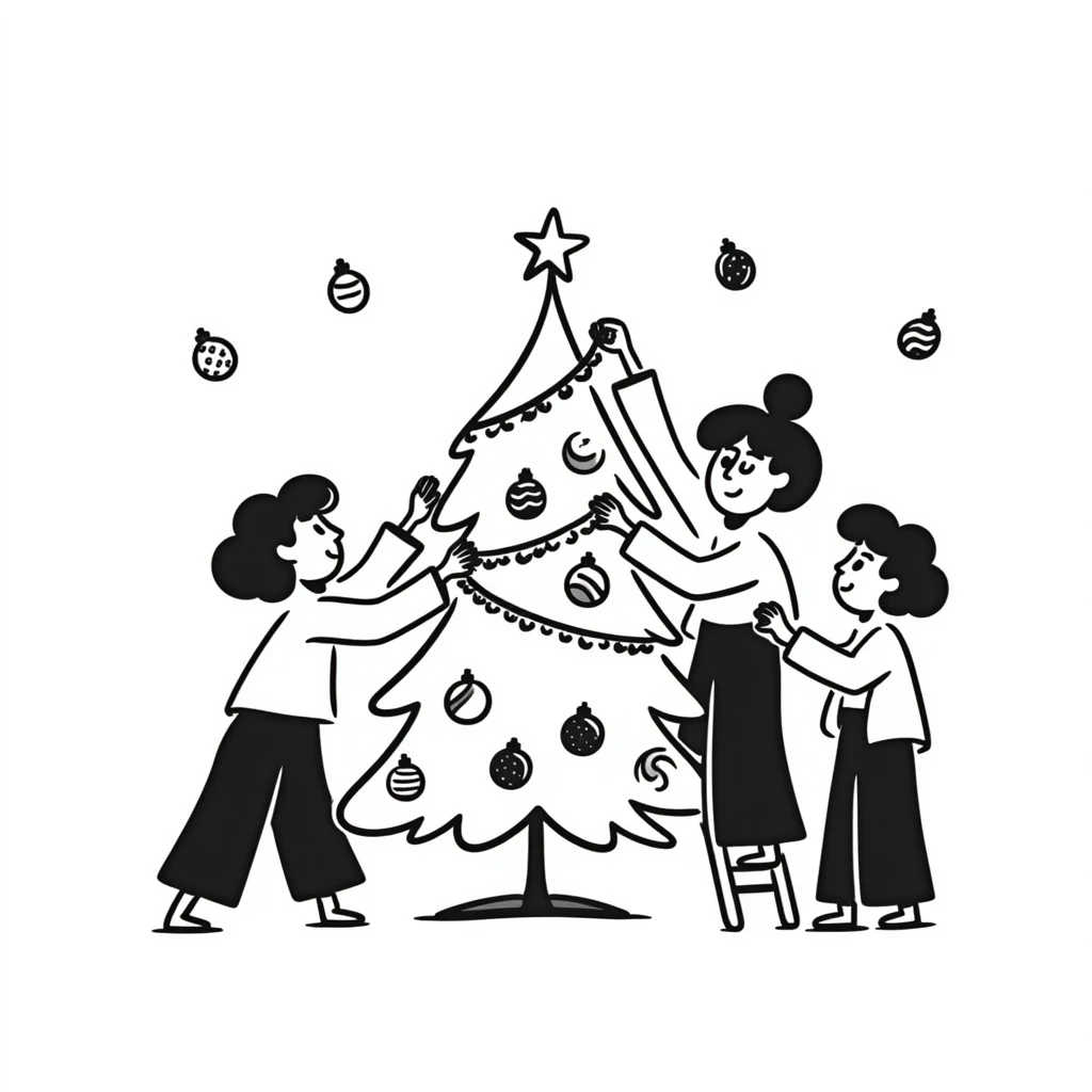 people decorating a Christmas tree emoji