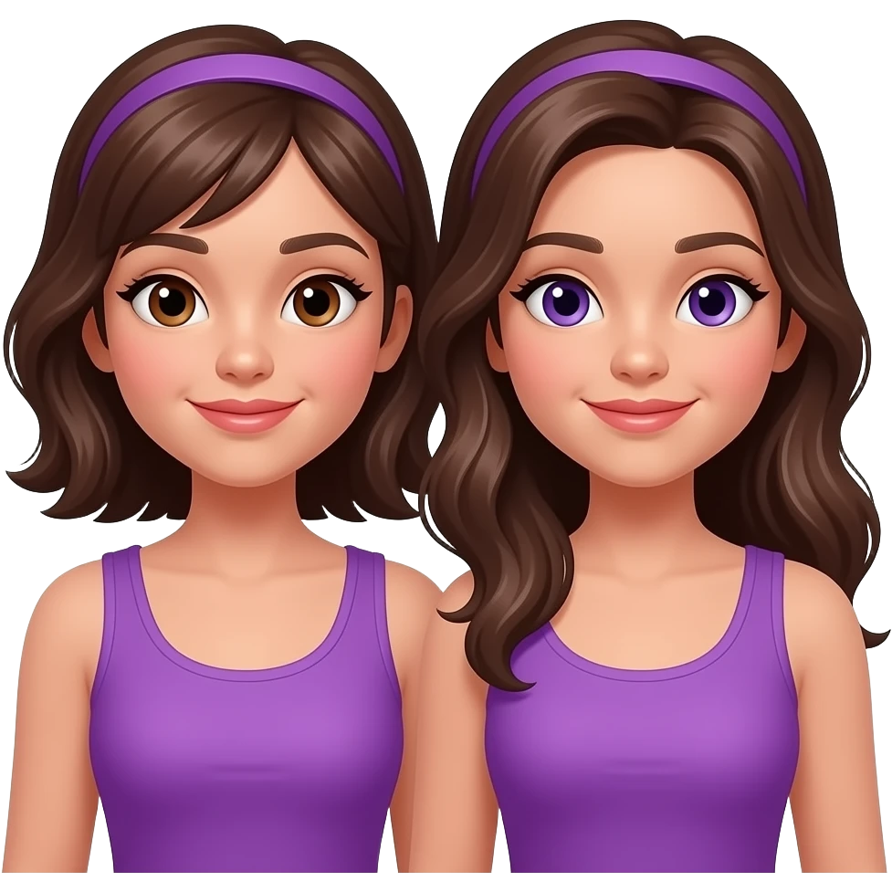 friends (2 girls) dressed in purple emoji