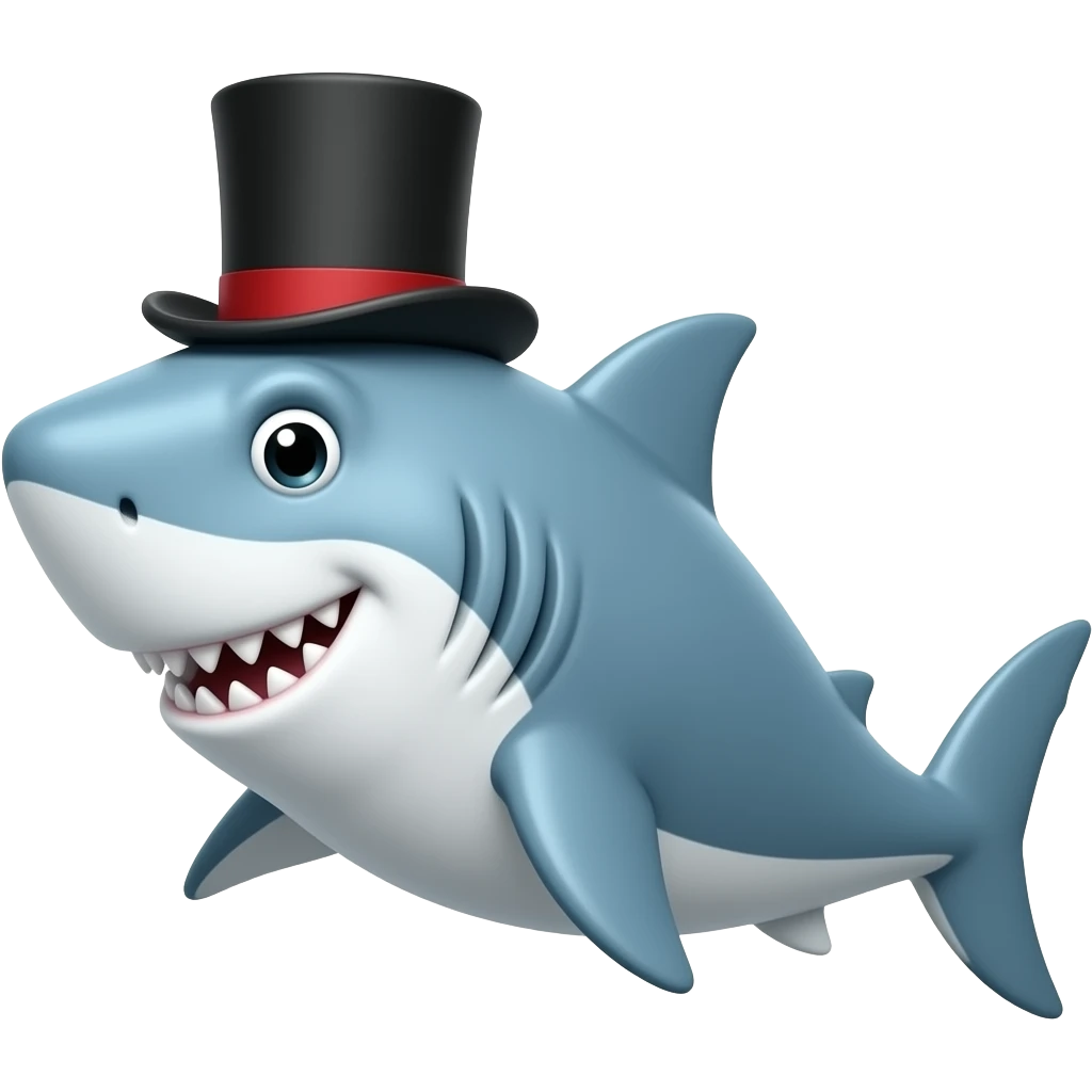 Shark with a top hat emoji