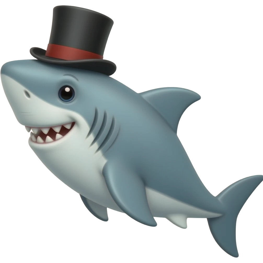 Shark with a top hat emoji