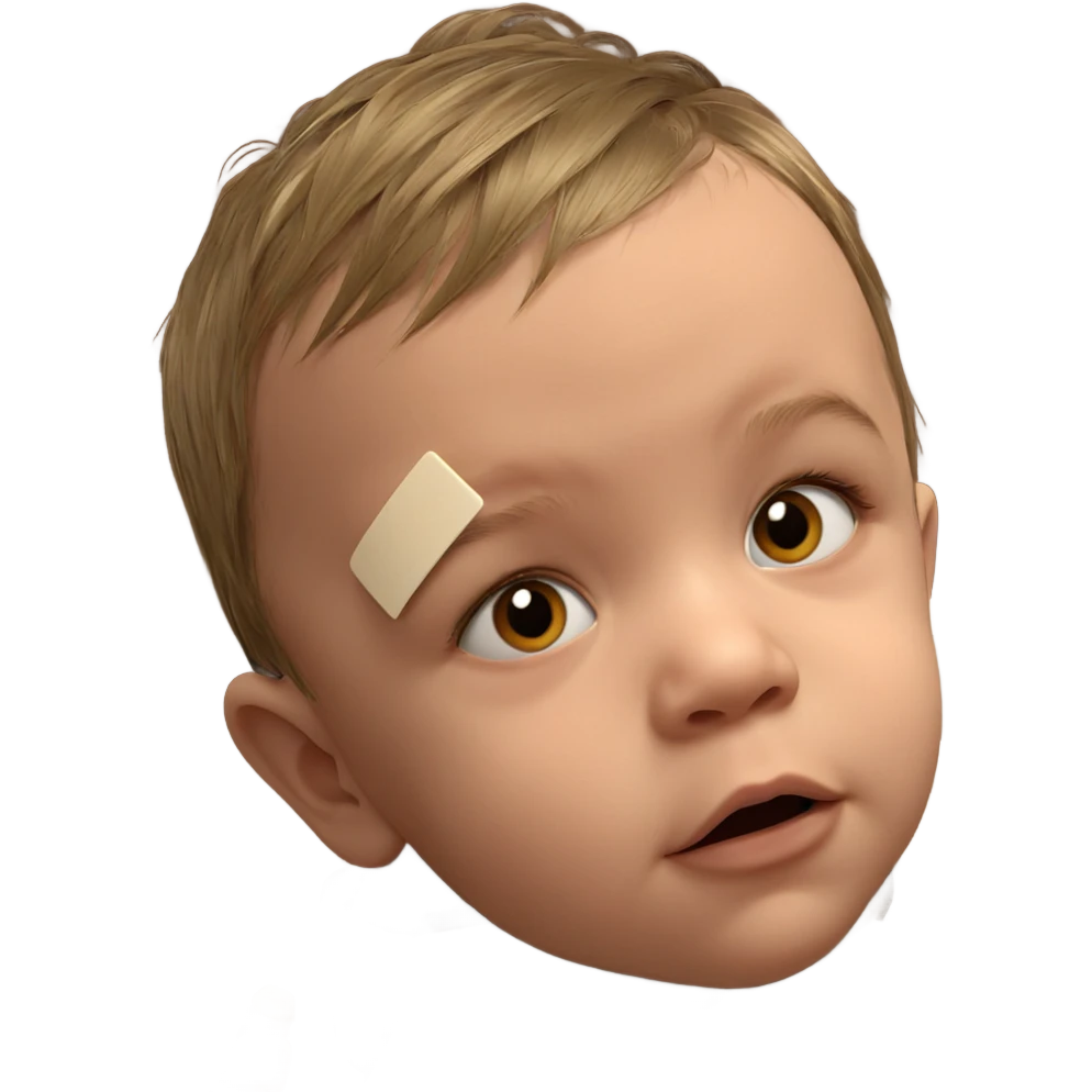 child with bandaid gazing emoji
