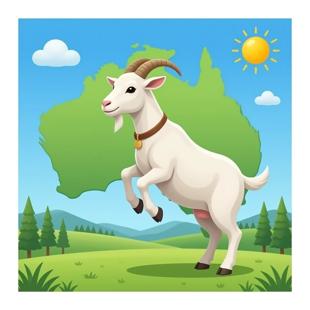 goat standing on hind-legs in front of  Australia weather map emoji