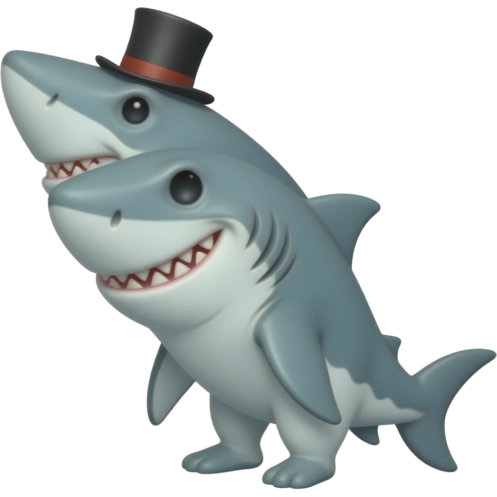 Shark with a top hat emoji