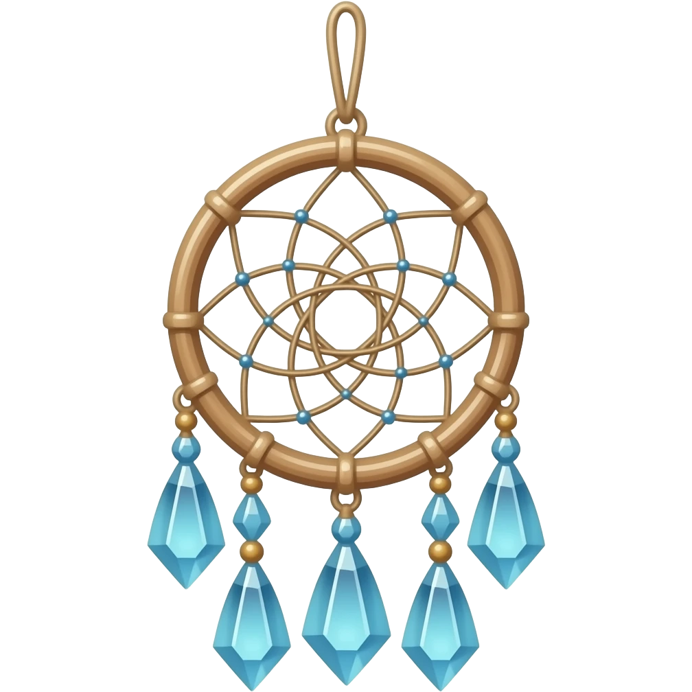 Natural wooden hanging dreamcatcher-suncatcher with crystals emoji