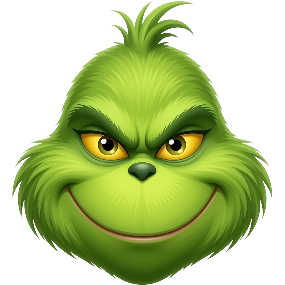 Grinch with scary face emoji