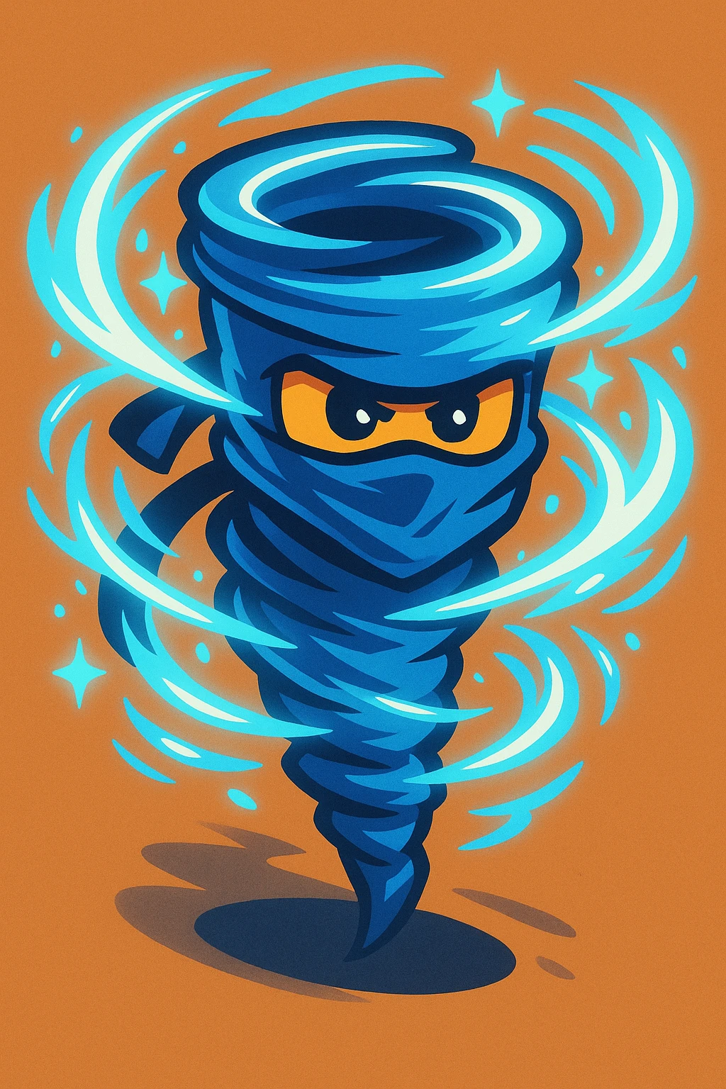 a stylized blue tornado with glowing energy, referencing spinjitzu, ninja theme emoji