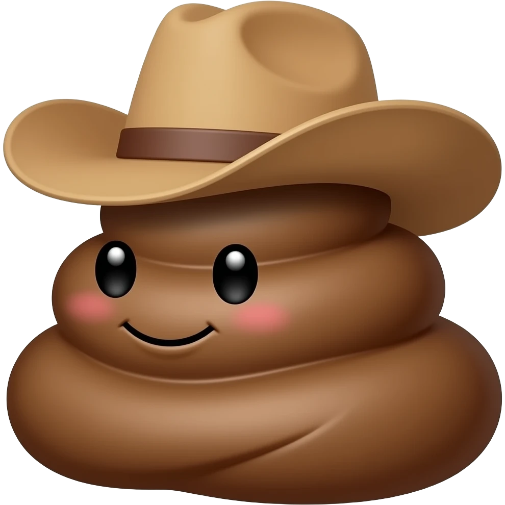 Cute 💩 with cowboy hat  on Sideways emoji