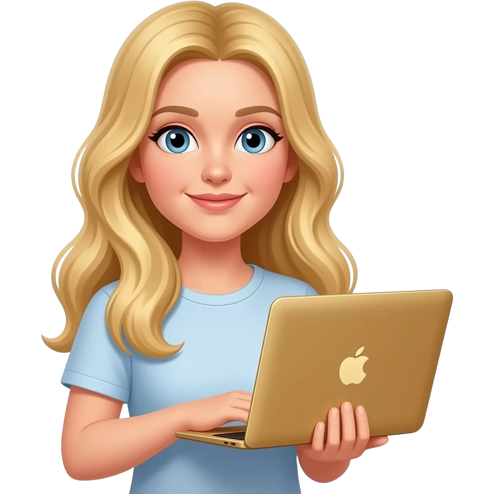 blonde long hair MacBook gold emoji