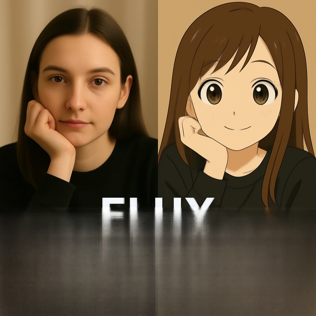 same similar image but chnage the text to "Flux Kontext Max", change people and pose too emoji