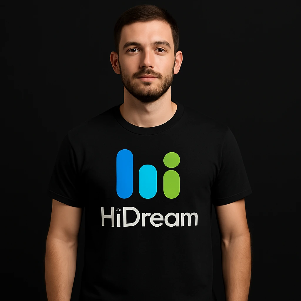 man wearing tshirt with this logo, dark background  emoji