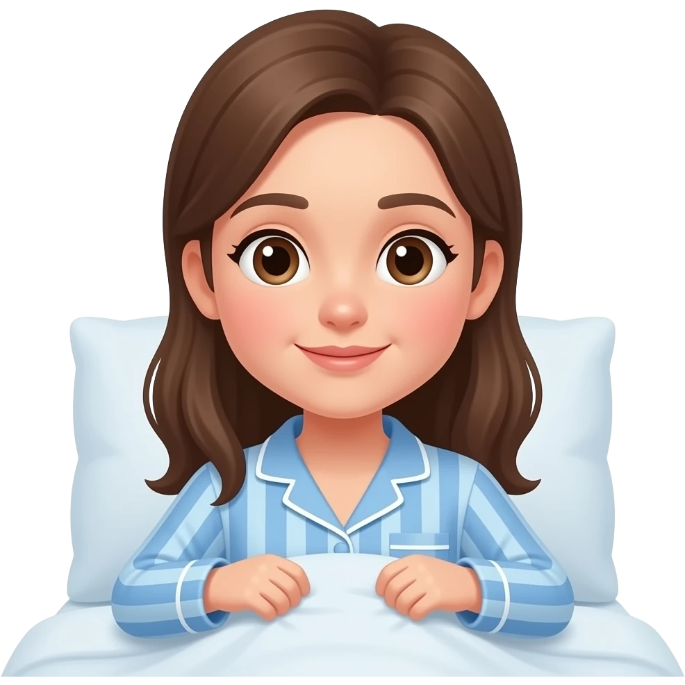 Chica despertándose con pijama puesta cabello castaño y güera emoji