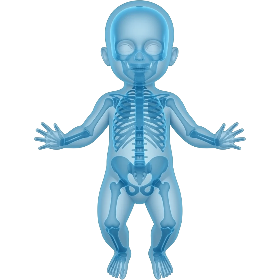 Full-body X-ray of a baby. Please express it in blue with adjusted transparency. emoji