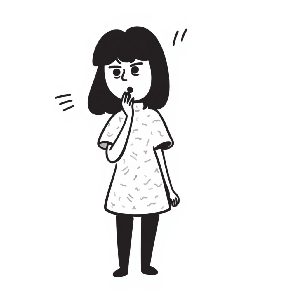 Sameko Saba, a vtuber character, looking scared, hand drawn doodle style emoji