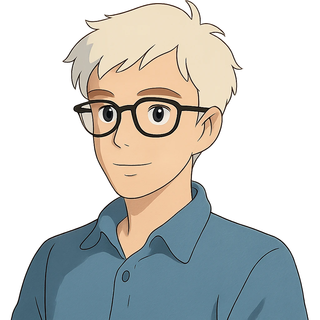 22-year-old white man with fair skin, white hair, and black glasses emoji