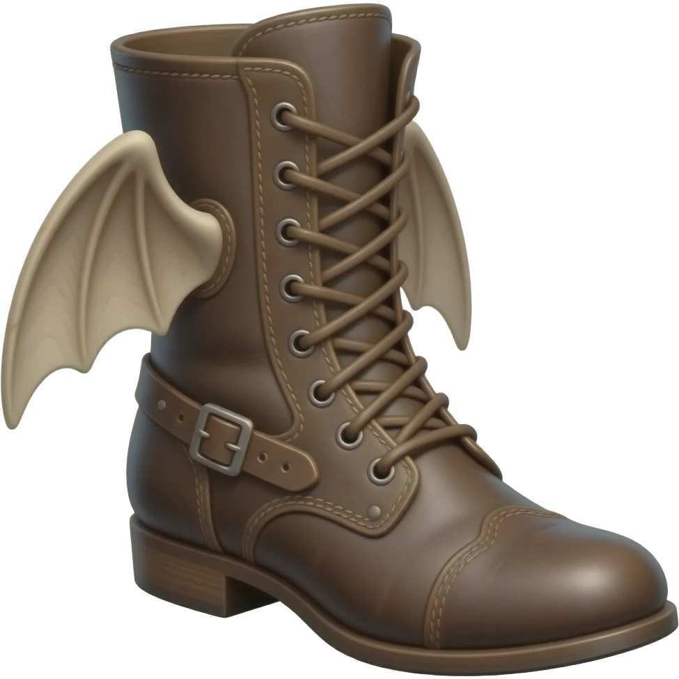 small wings agile worn midieval leather boot viewed at slightly downward angle diagonally no helmet -  no background copy/paste emoji
