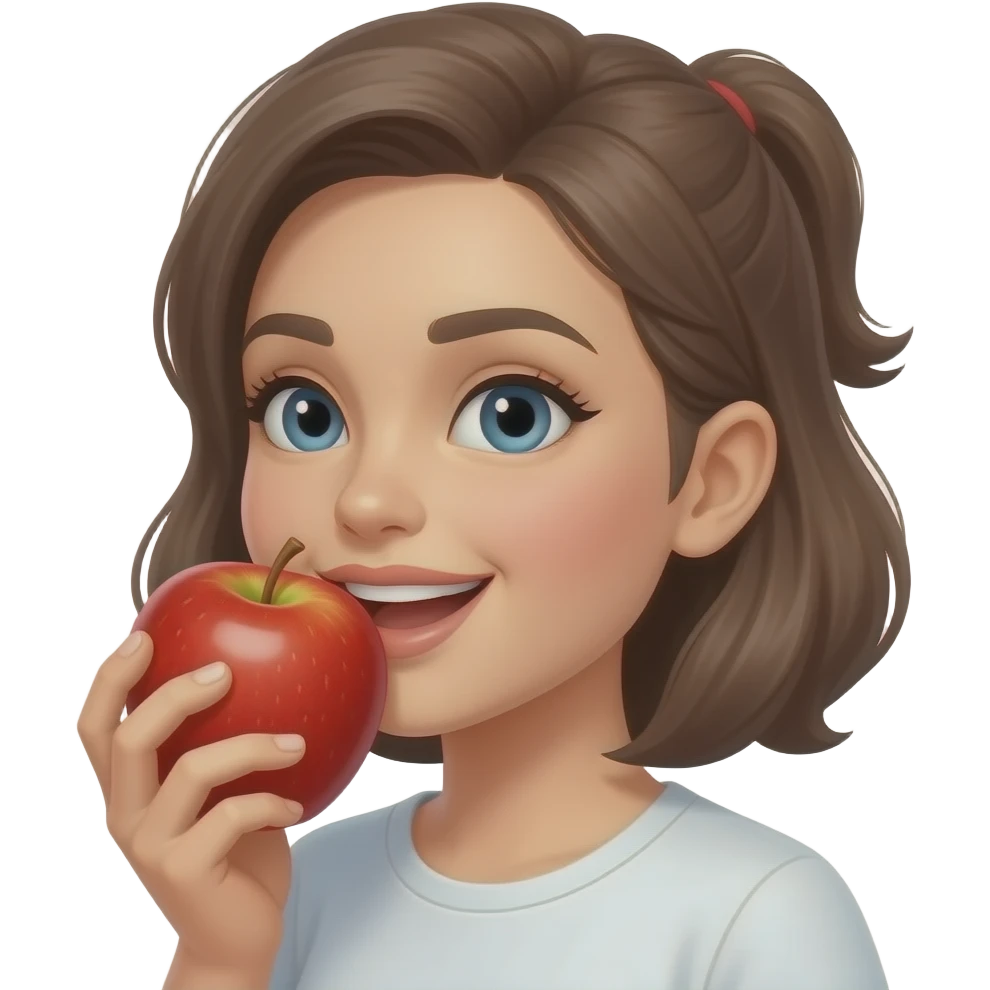 She bite that red apple the apple taht a bite emoji