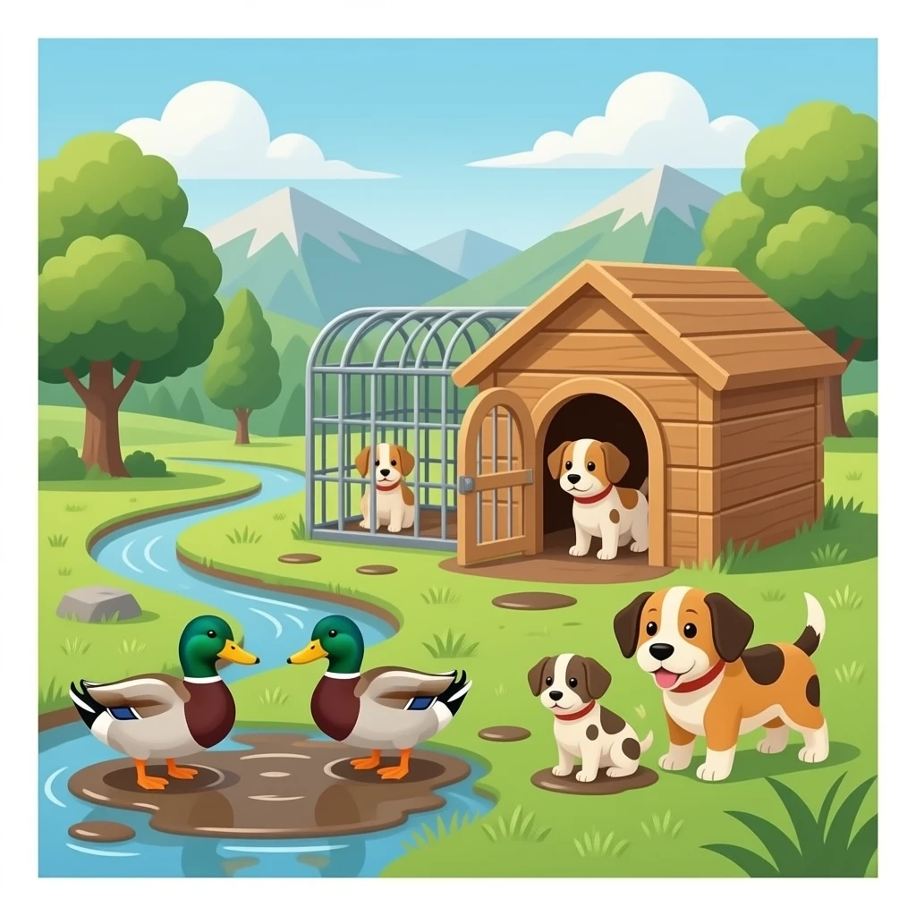 Dog kennel breeding ducks mud puppies emoji