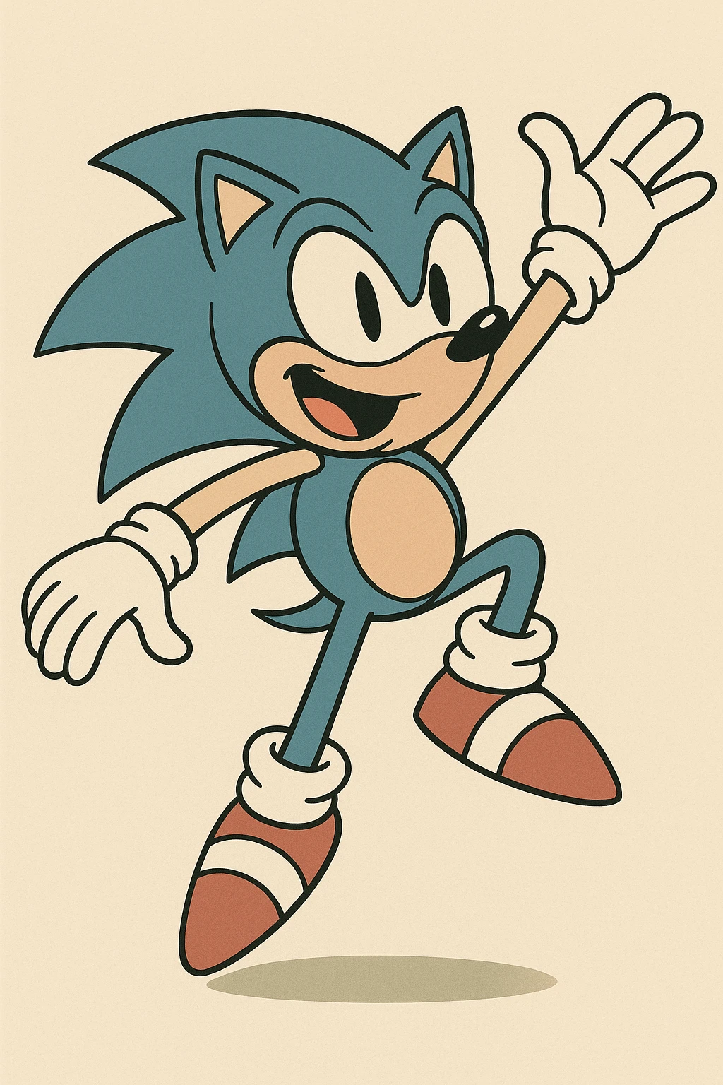 Sonic the Hedgehog, blue cartoon hedgehog with red shoes, energetic pose, classic video game character emoji