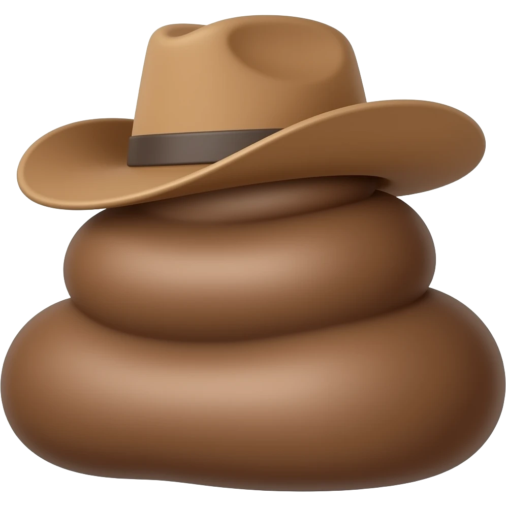 Cute 💩 with cowboy hat on Sideways emoji