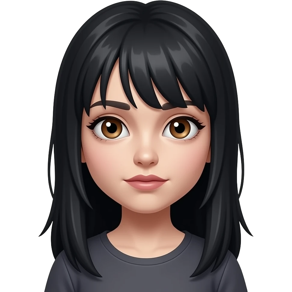menina zumbi cabelo preto comprido olhos castanhos emoji