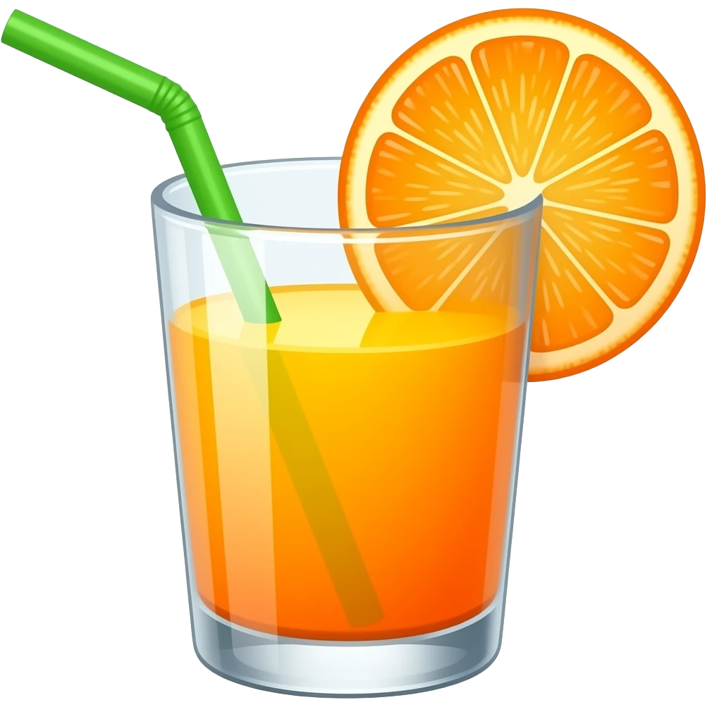 orange juice glass with an orange slice emoji