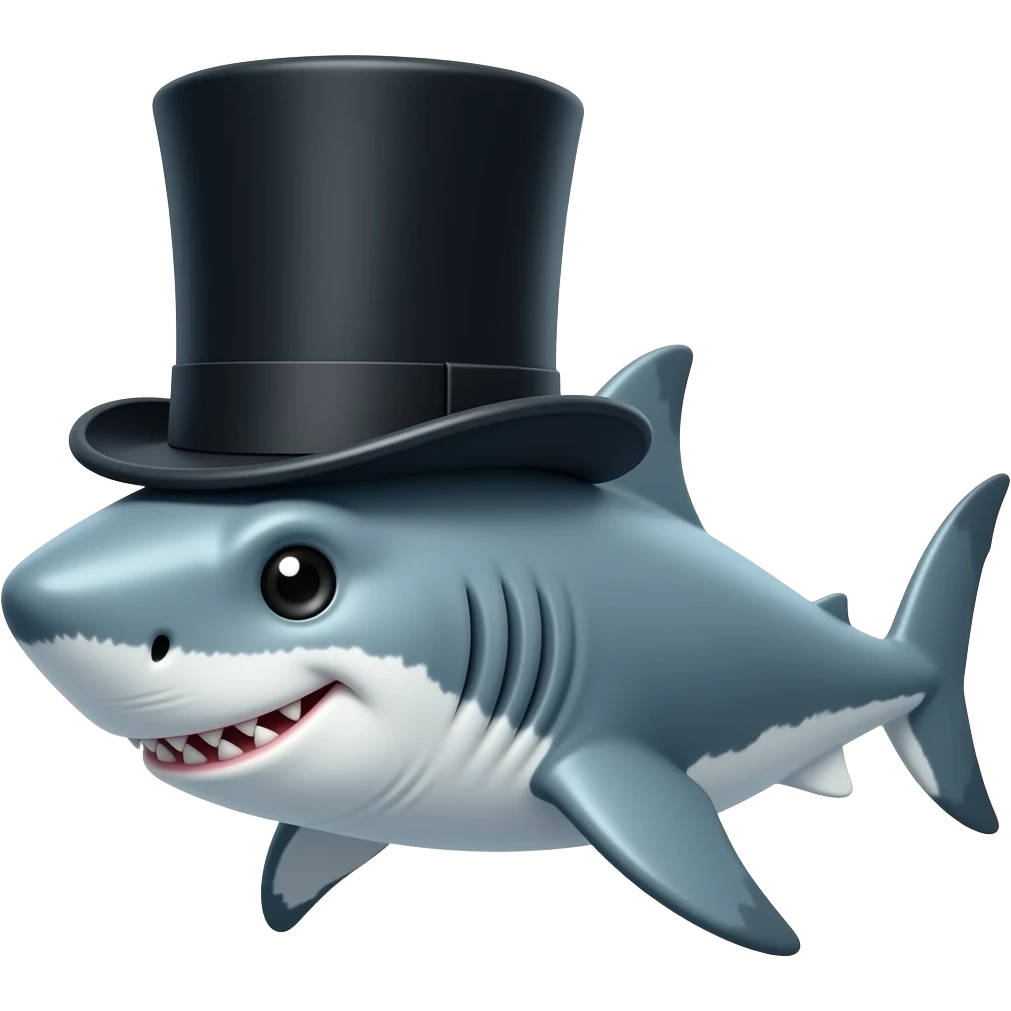 Shark with a top hat emoji