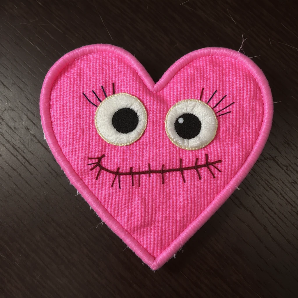 emo heart with a stitched patch emoji