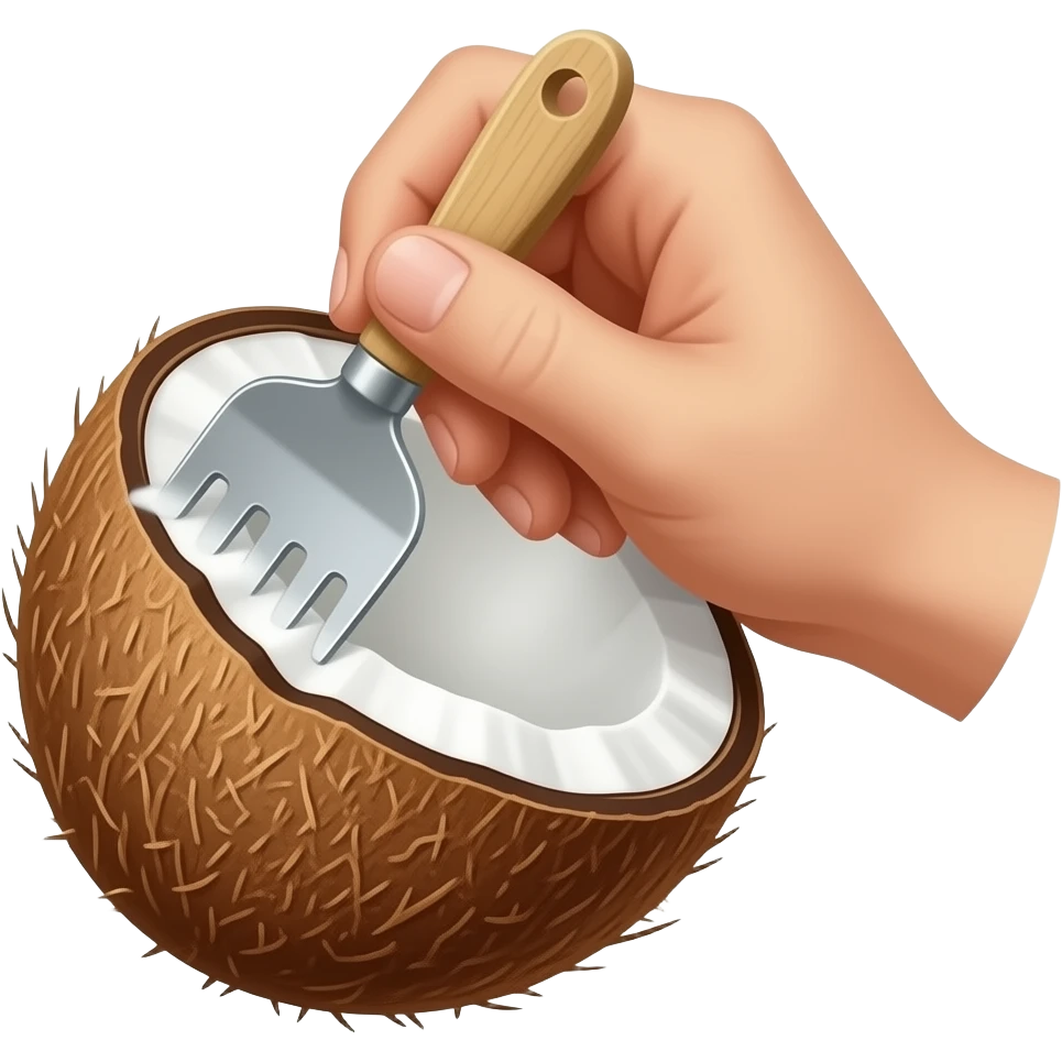 scraping realistic barnacles off a coconut emoji