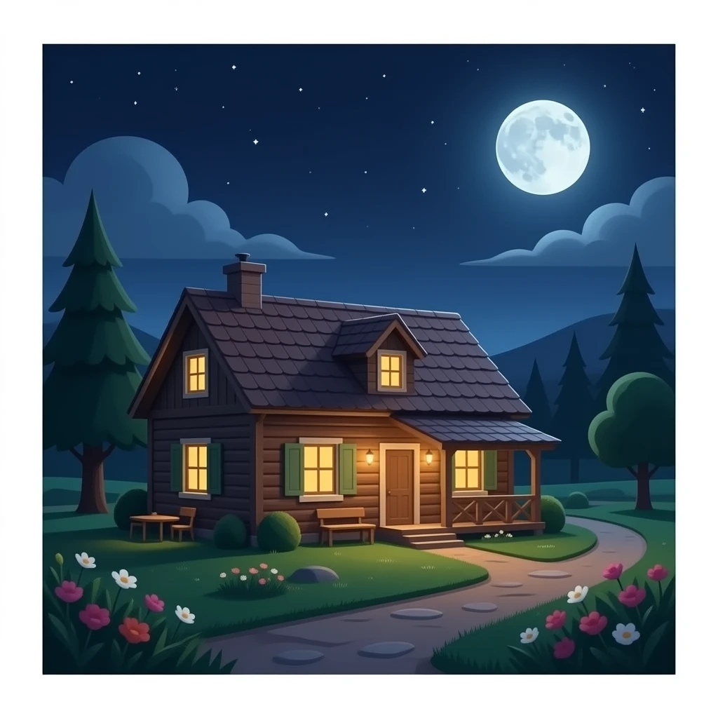 hazme la parte de dentro de una casa, la casa tiene que ser rustica emoji