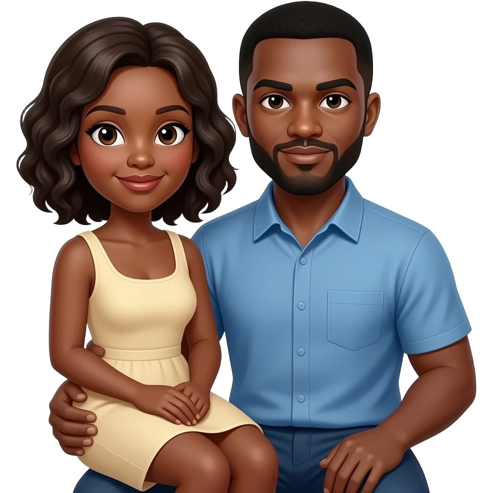 Black woman sitting on black male’s lap emoji