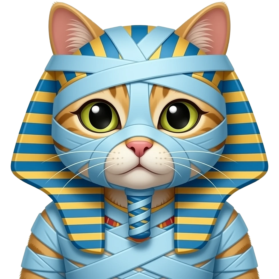 Whole anthro cat wrapped up  covered with 100000 light blue bandages covered anthro cat like an egyptian mummy emoji