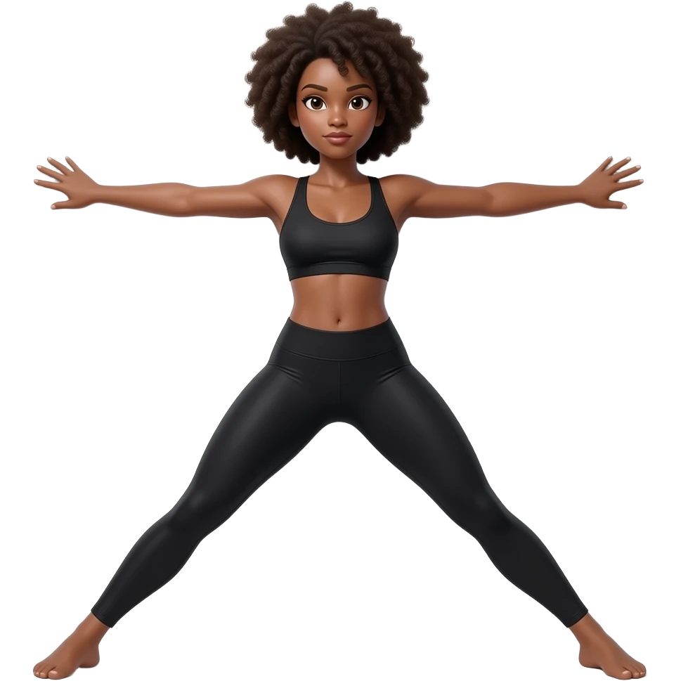 Light-brown Black woman, afro hair, wearing black sports bra and leggings, performing , full body, toned glutes and legs, strong posture, realistic fitness style, clean background, soft lighting. 
SHE PLACED HER BOTH HANDS ON THE WALL WHILE STANDING DOIMG KICKBACK WITH HER LEGS SHE STANDING STRAIGHT emoji