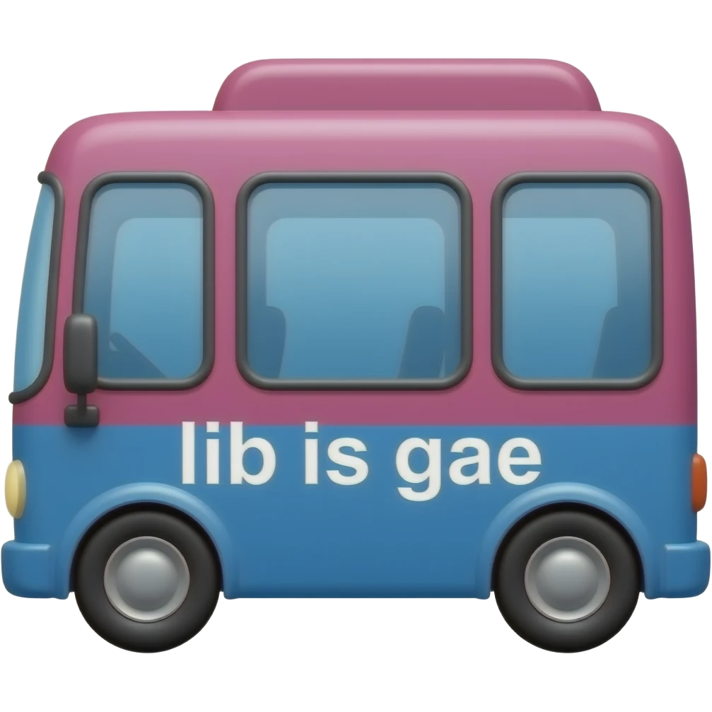 pink and blue bus that says lib is gae emoji