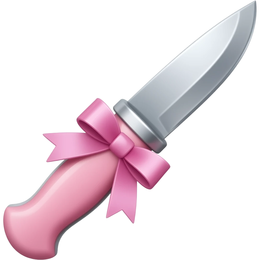 Pastel pink dainty neat cute edgy knife with a pastel pink ribbon emoji