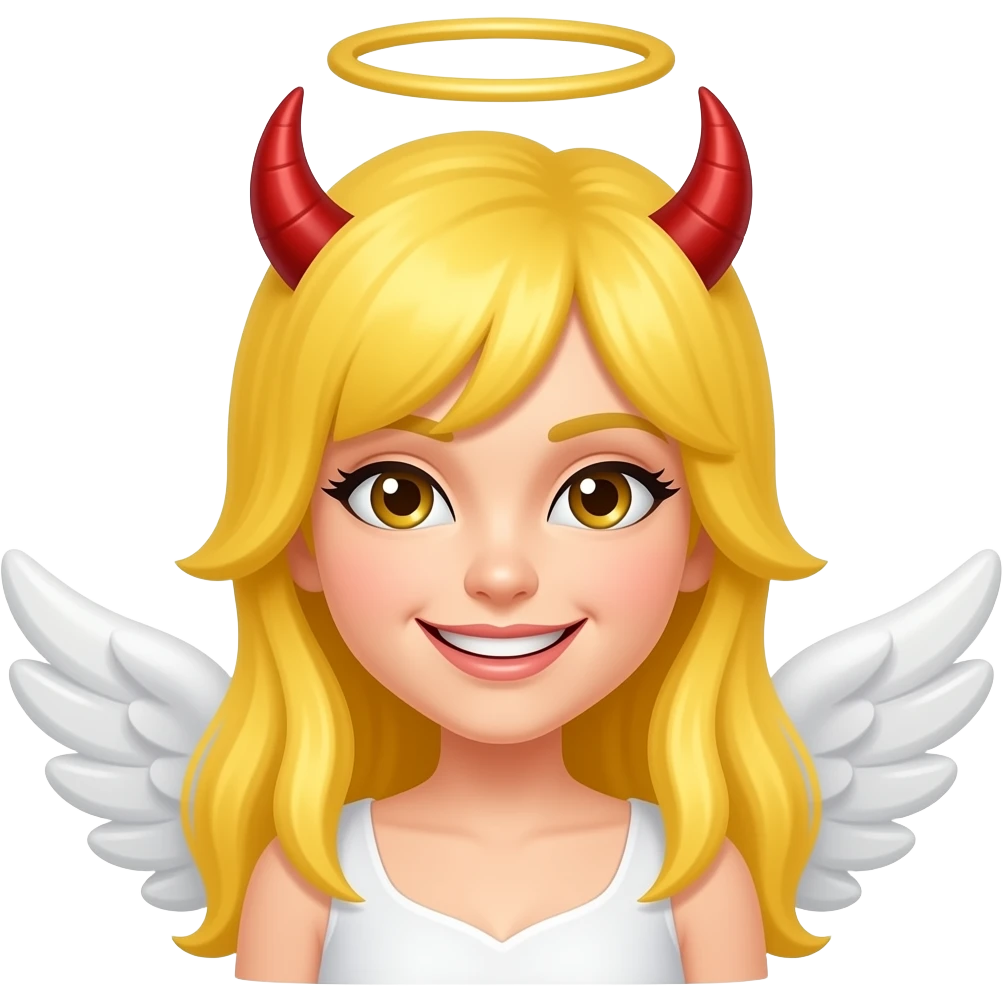 Yellow Female smiley devilish angel emoji