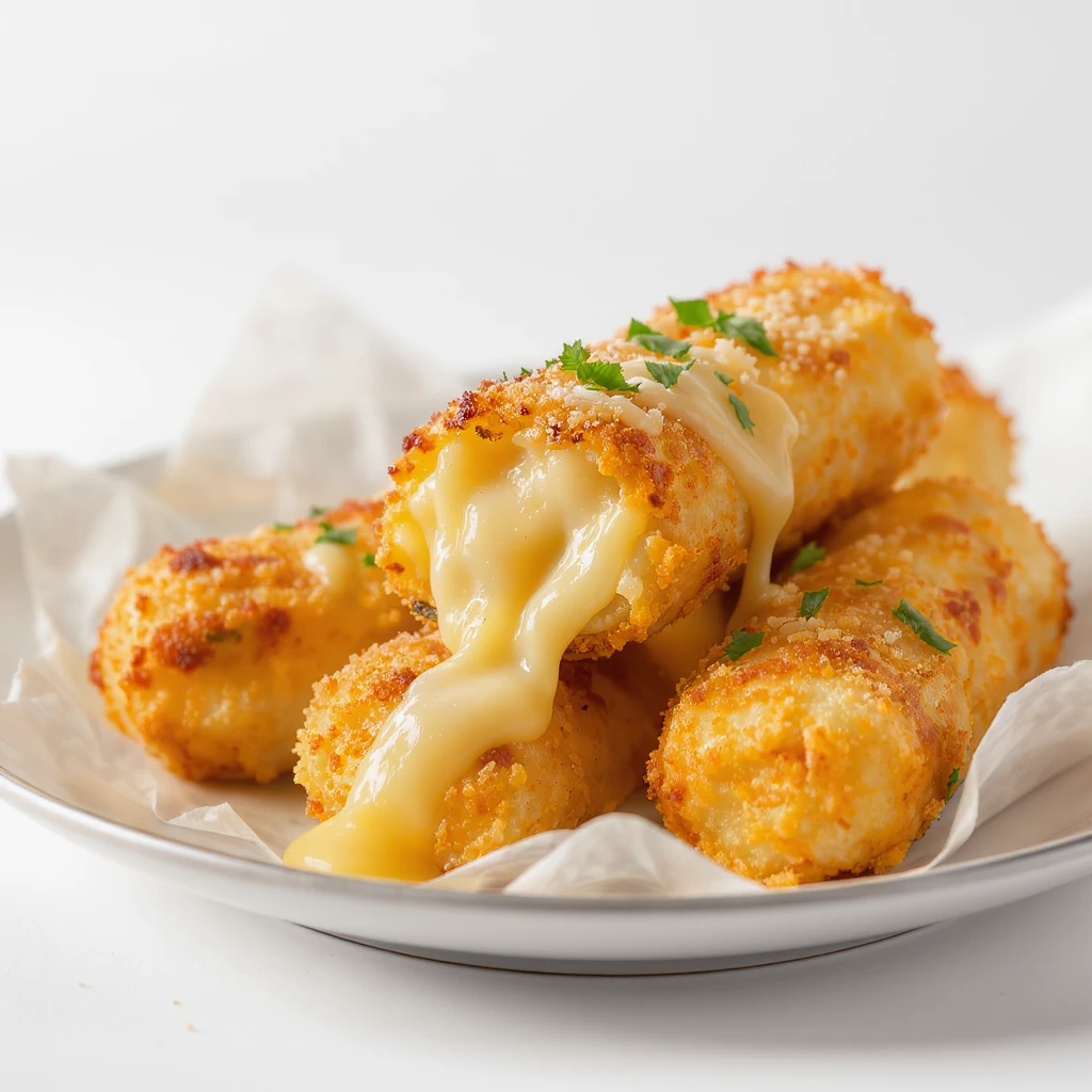 mozzarella sticks, realistic style, crispy texture, melted cheese, white background emoji