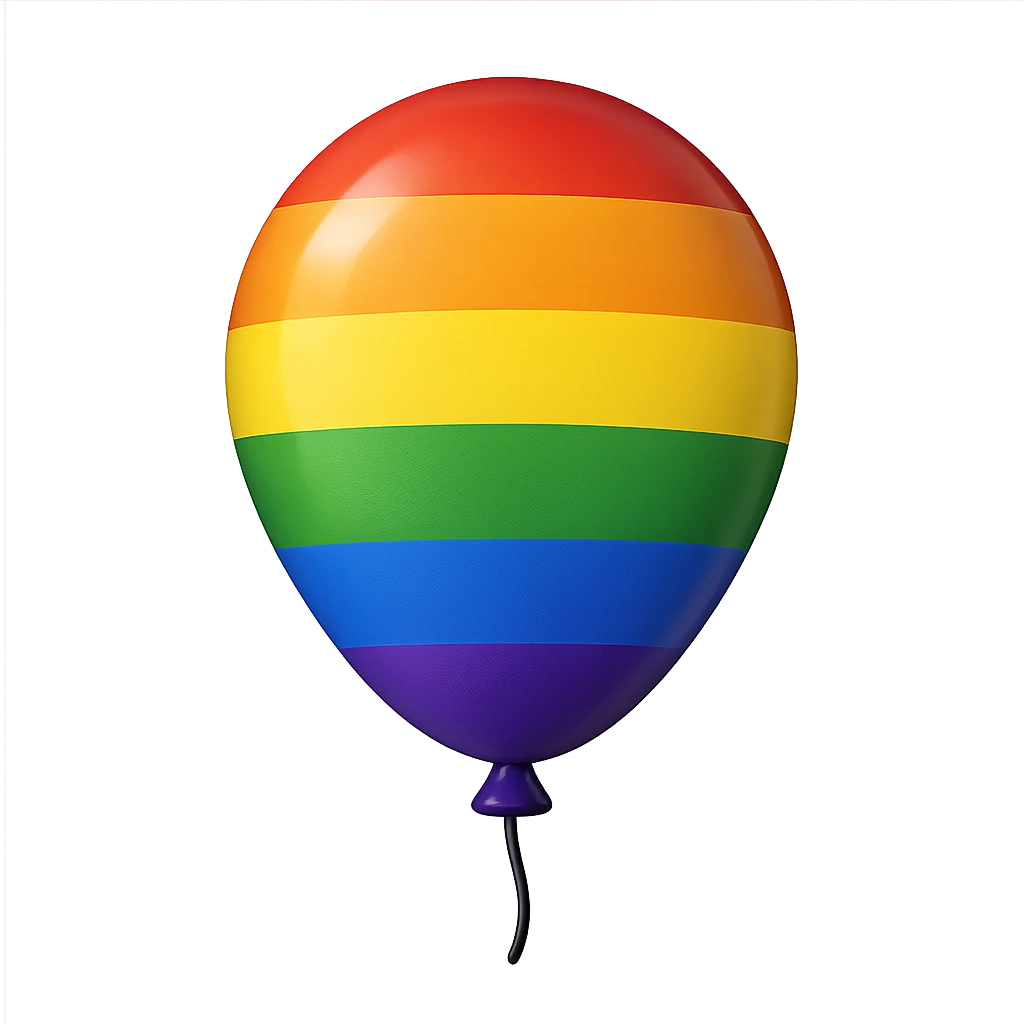 gay pride emoji, rainbow balloon, floating, no background emoji